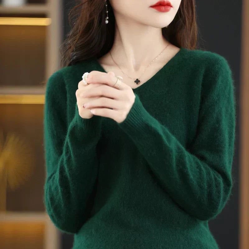 Soft Cashmere V Neck Women's Slim Fit Sweater