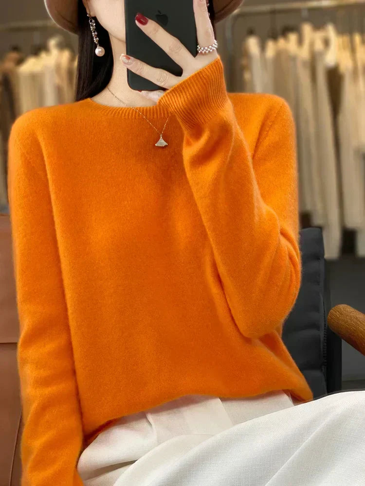 Cozy Women's Crew Neck Merino Wool Sweater