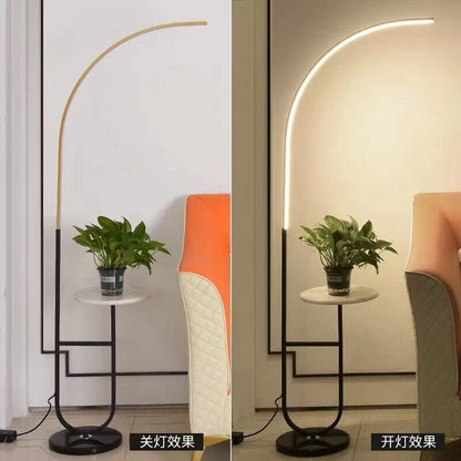 Elegant Floor Lamp with Stone Base
