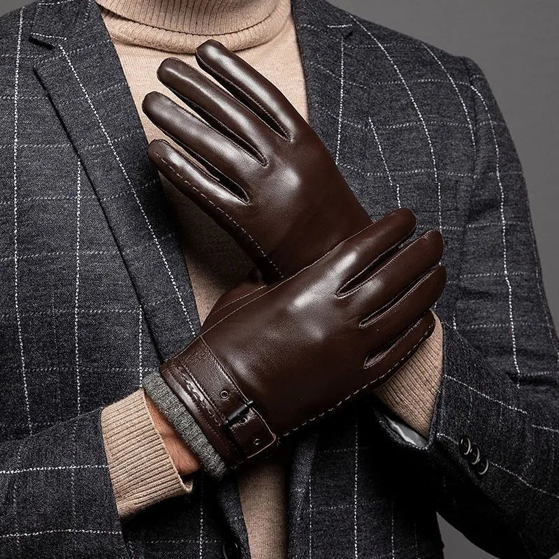 Warm Touch Leather Gloves with Soft Cuffs