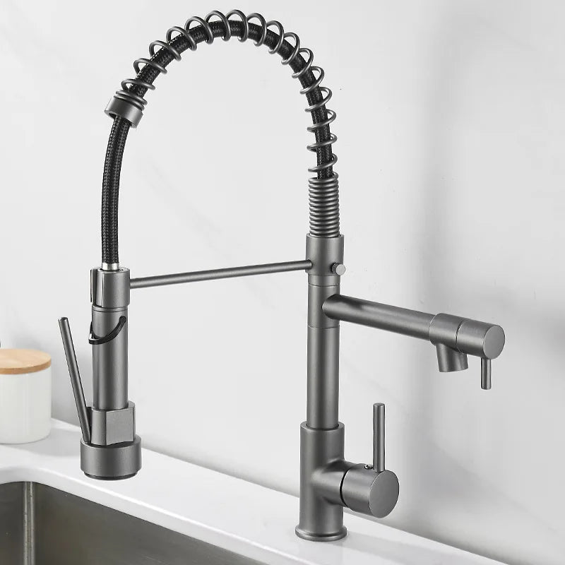 Luxury 2 Handle Kitchen Faucet In Black And Gold