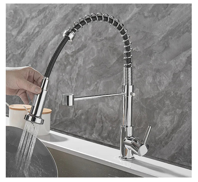 Dual Handle Kitchen Faucet In Black And Gold Finish