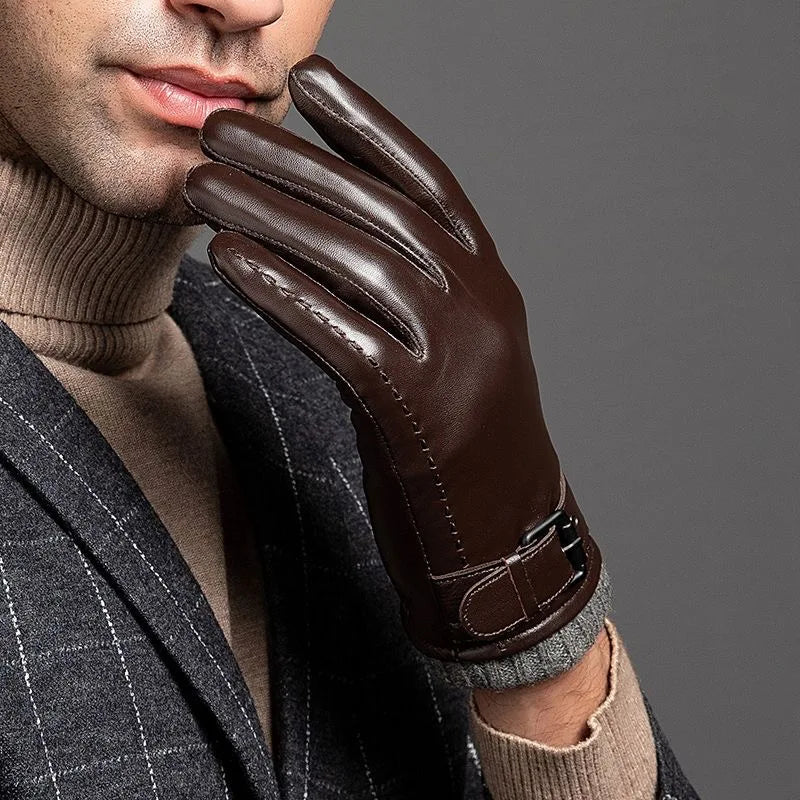 Warm Touch Leather Gloves with Soft Cuffs