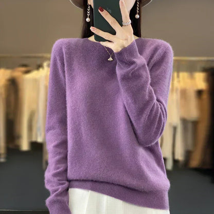 Cozy Women's Merino Wool Crew Neck Winter Sweater