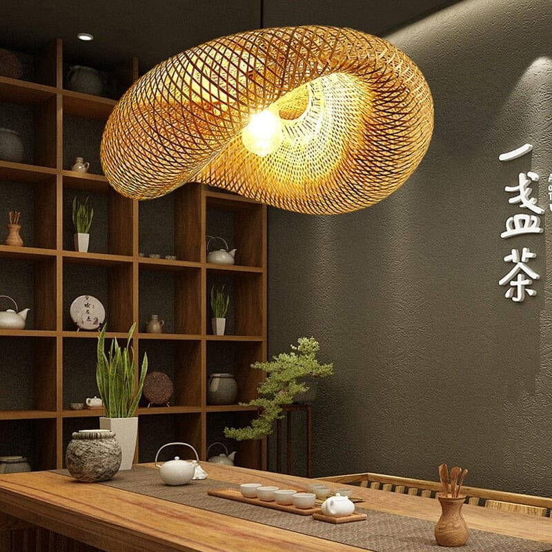 Natural Bamboo Hanging Light | Rustic Kitchen Pendant