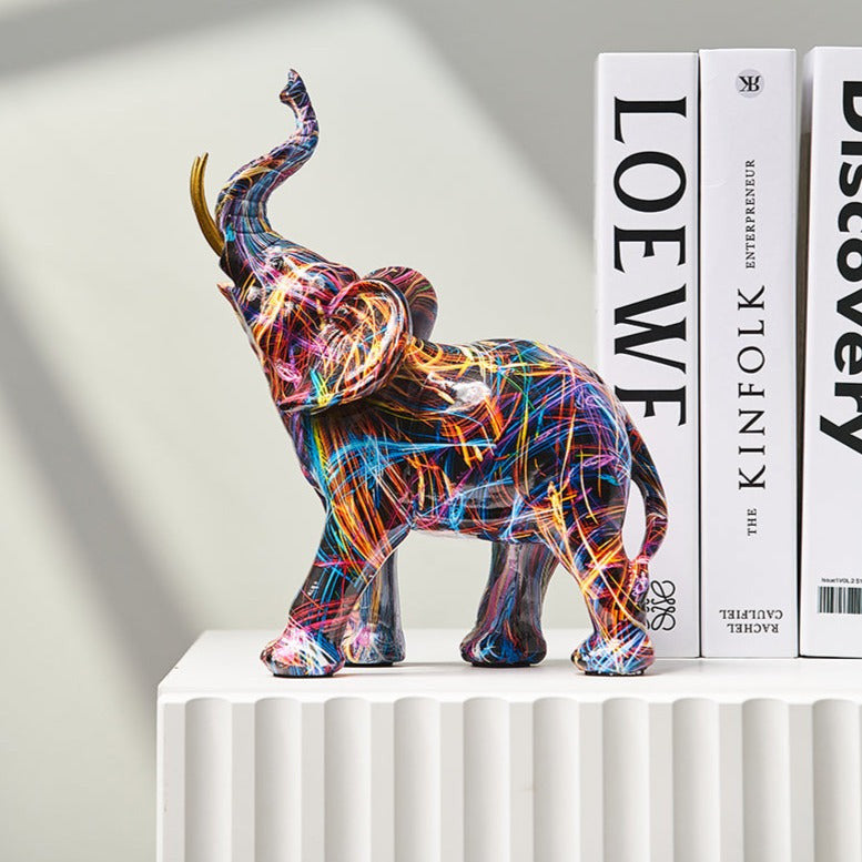 White Hand Painted Elephant Figurine