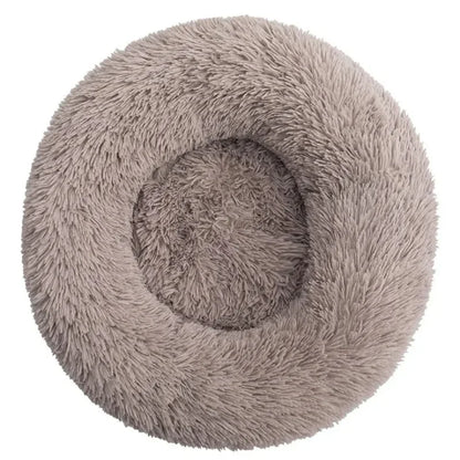 Comfy Round Furry Pet Bed for Cats and Dogs