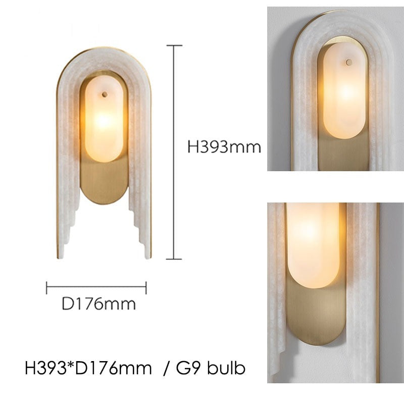 Luxury Marble G9 Wall Lamp in Copper Gold Finish