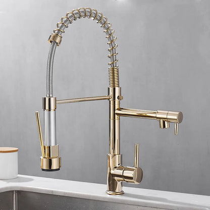Luxury 2 Handle Kitchen Faucet In Black And Gold - Lusomart