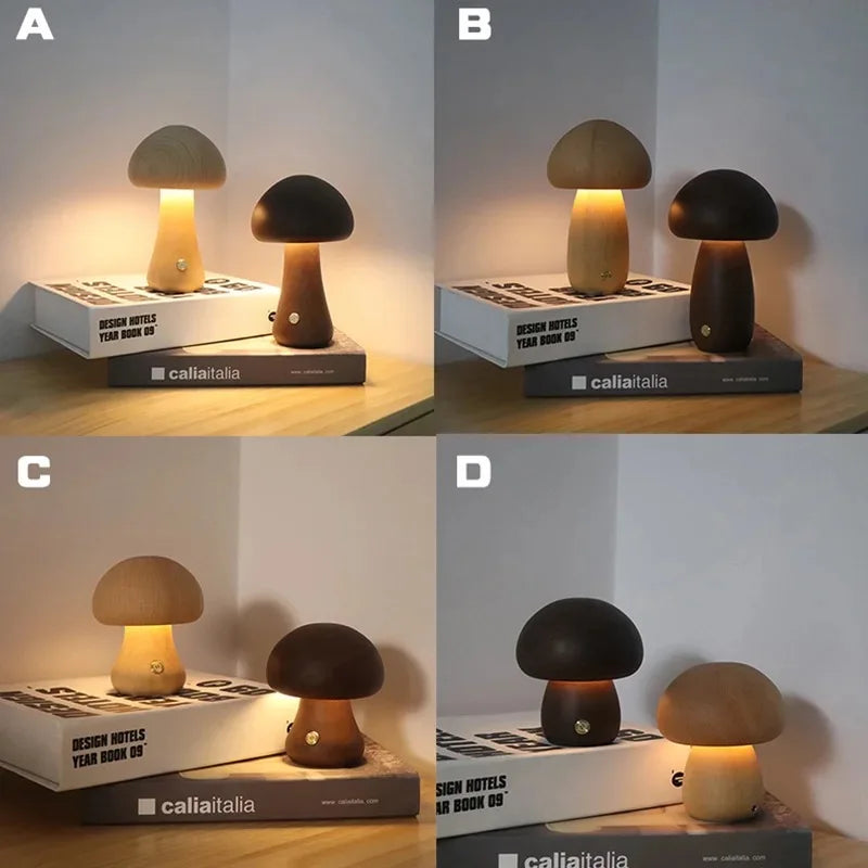 Soft Glow Mushroom LED Table Lamp with Dimmer