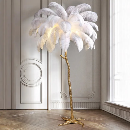 Luxury Copper Feather Standard Lamp