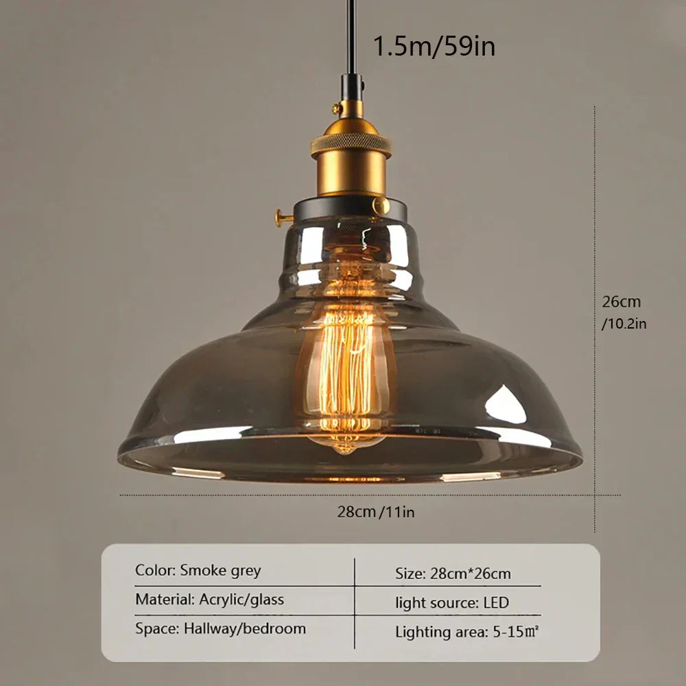 Vintage Glass Drop Light Fixture for Living Rooms