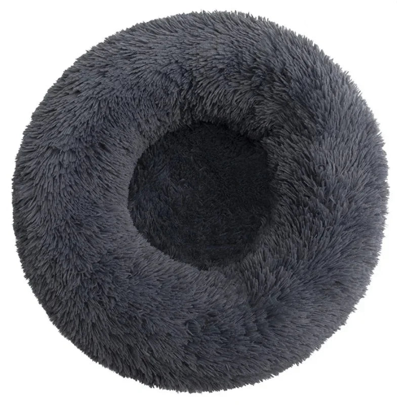Comfy Round Furry Pet Bed for Cats and Dogs