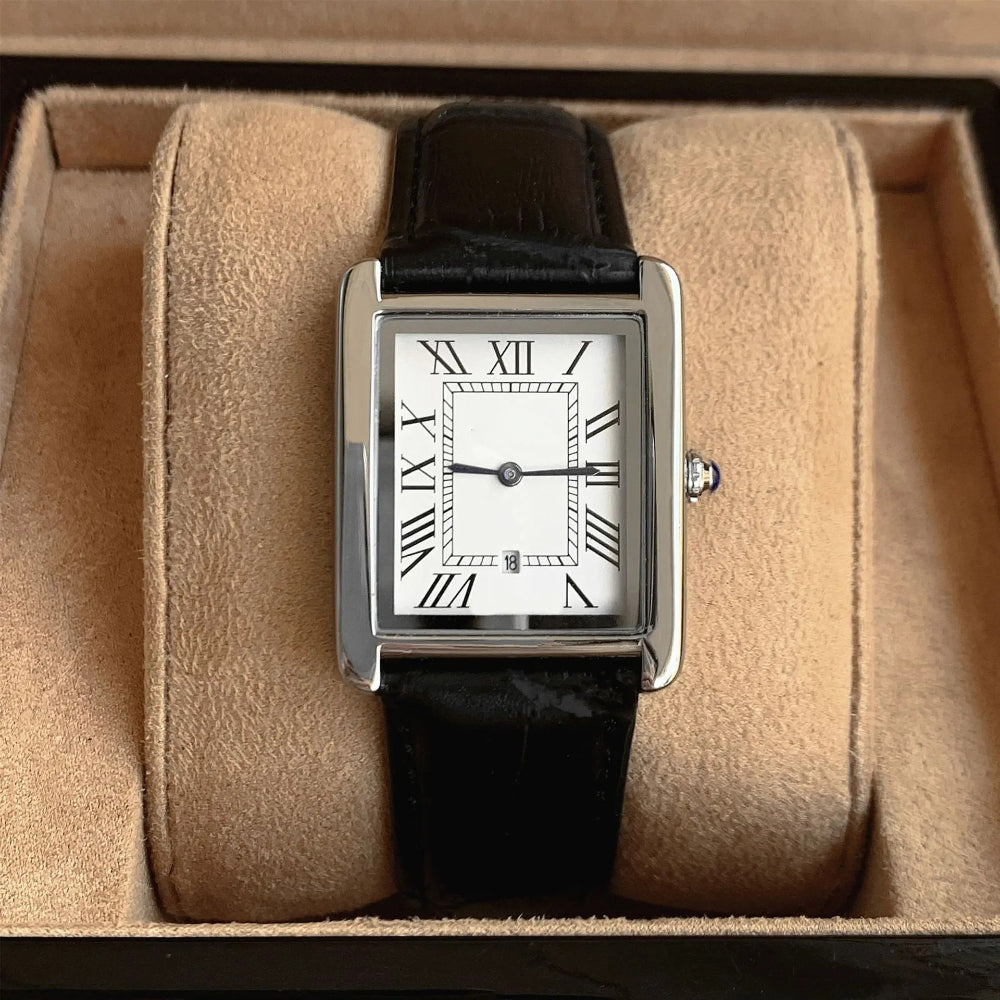 Vintage Leather Square Face Men's Analog Watch