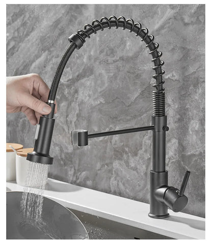 Luxury 2 Handle Kitchen Faucet In Black And Gold