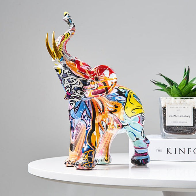 White Hand Painted Elephant Figurine