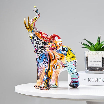 White Hand Painted Elephant Figurine