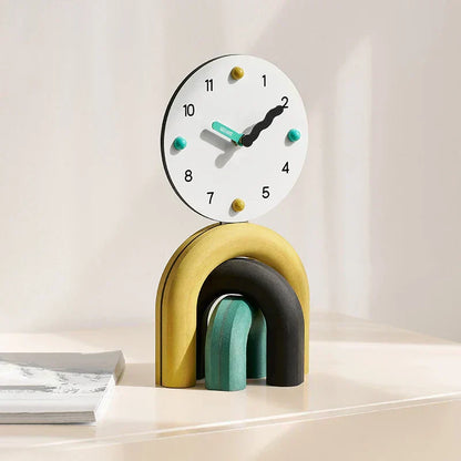 Modern Minimalist Arc Table Clock Two Tone Finish
