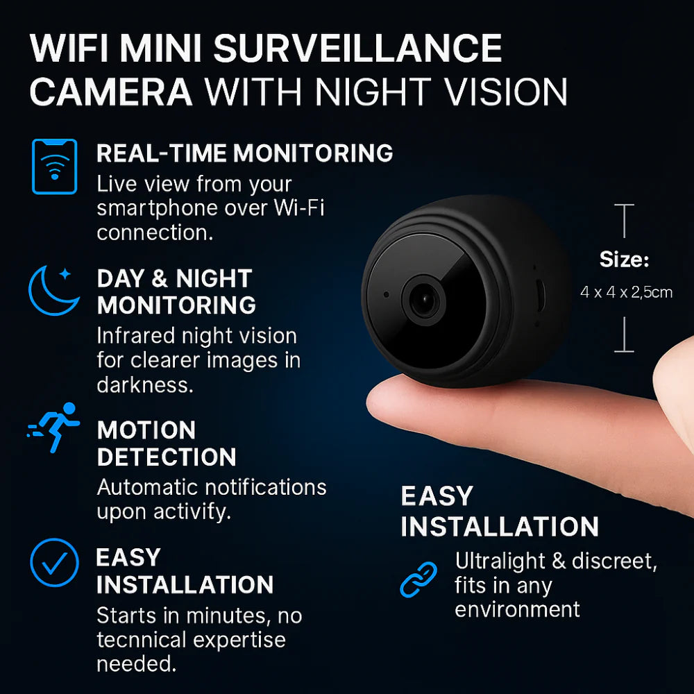 Compact WiFi Home Camera Night Vision Surveillance