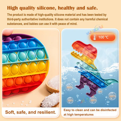 Sensory Fidget Toy Rainbow Pop Bubble Silicone Stress Relief for Kids and Adults 4