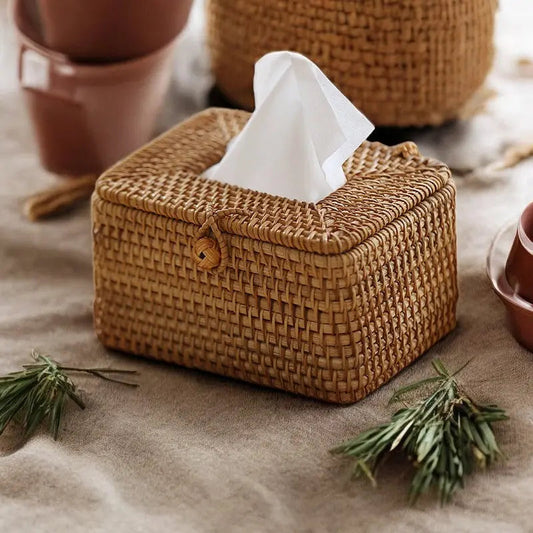 Natural Woven Paper Tissue Box - Lusomart