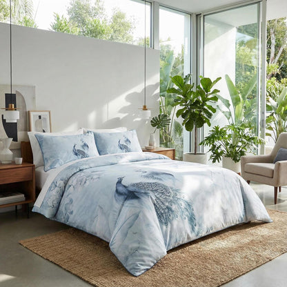 Calm Blue Floral Pattern Bedding Set