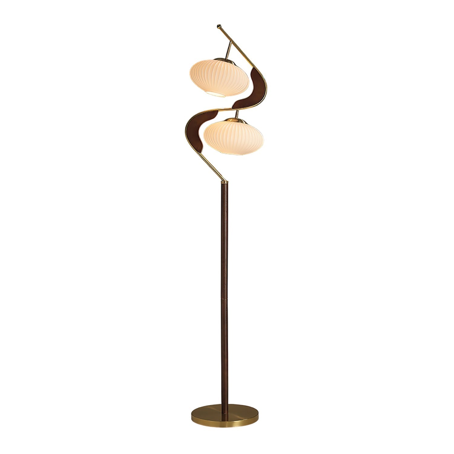 Luxurious Gold Tone Double Shade Floor Lamp - Lusomart