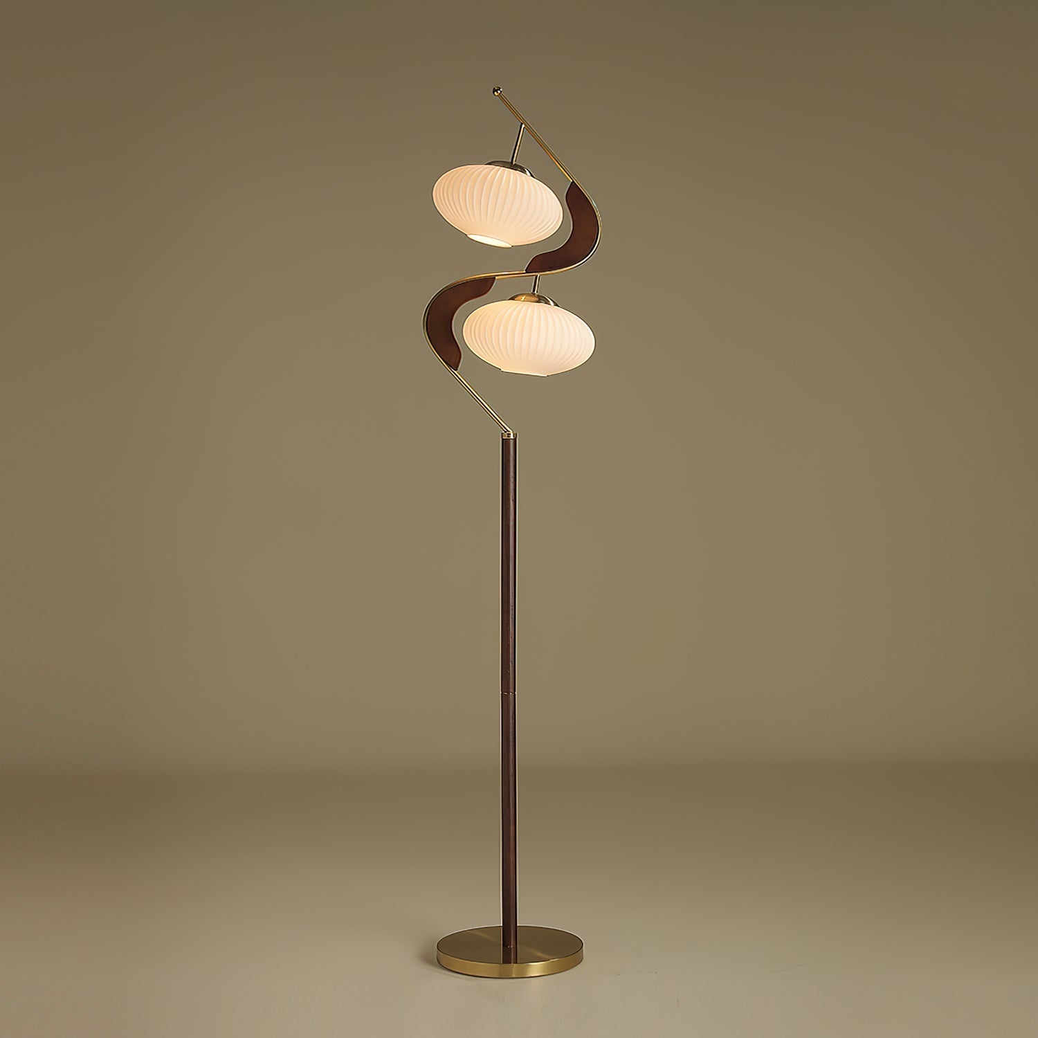 Serenita | Elegant Dual Shade Modern Floor Lamp with Gold Accents 6