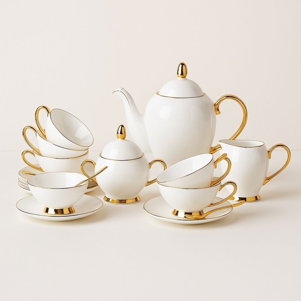 White Ceramic Tea And Coffee Mug Set - Lusomart