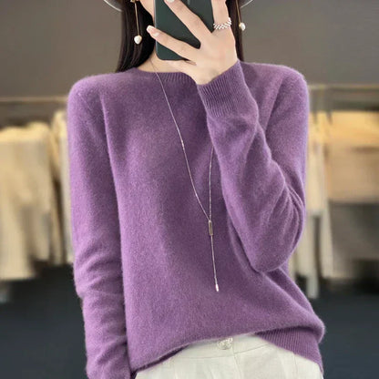 Premium Women's Pure Wool Crew Neck Sweater