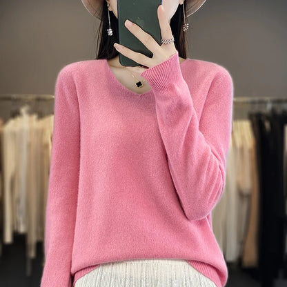 Cozy Australian Merino Wool V-Neck Sweater