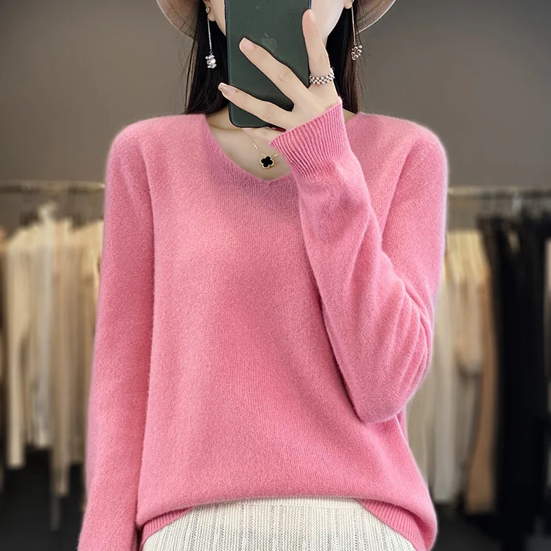 Soft Australian Merino Wool V-Neck Sweater