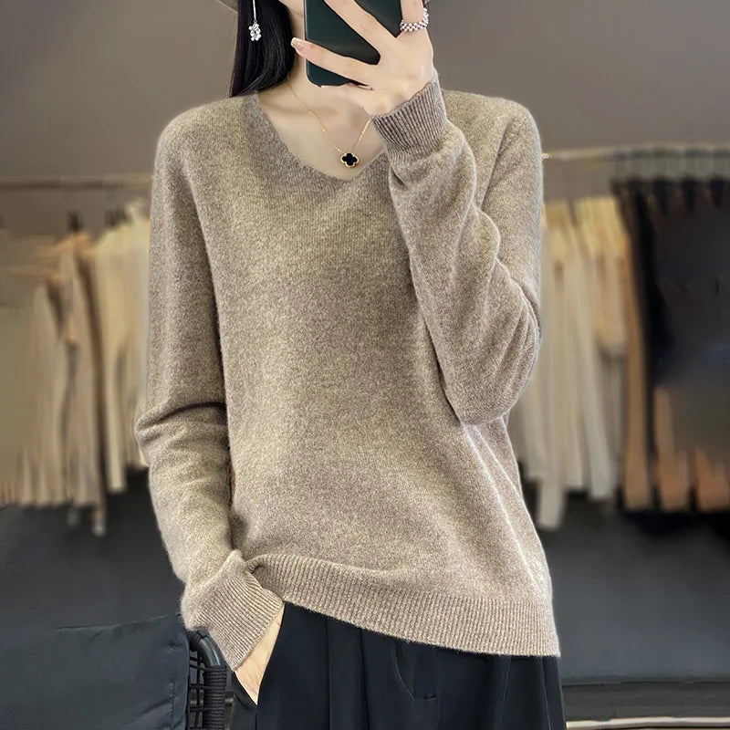 Soft Australian Merino Wool V-Neck Sweater