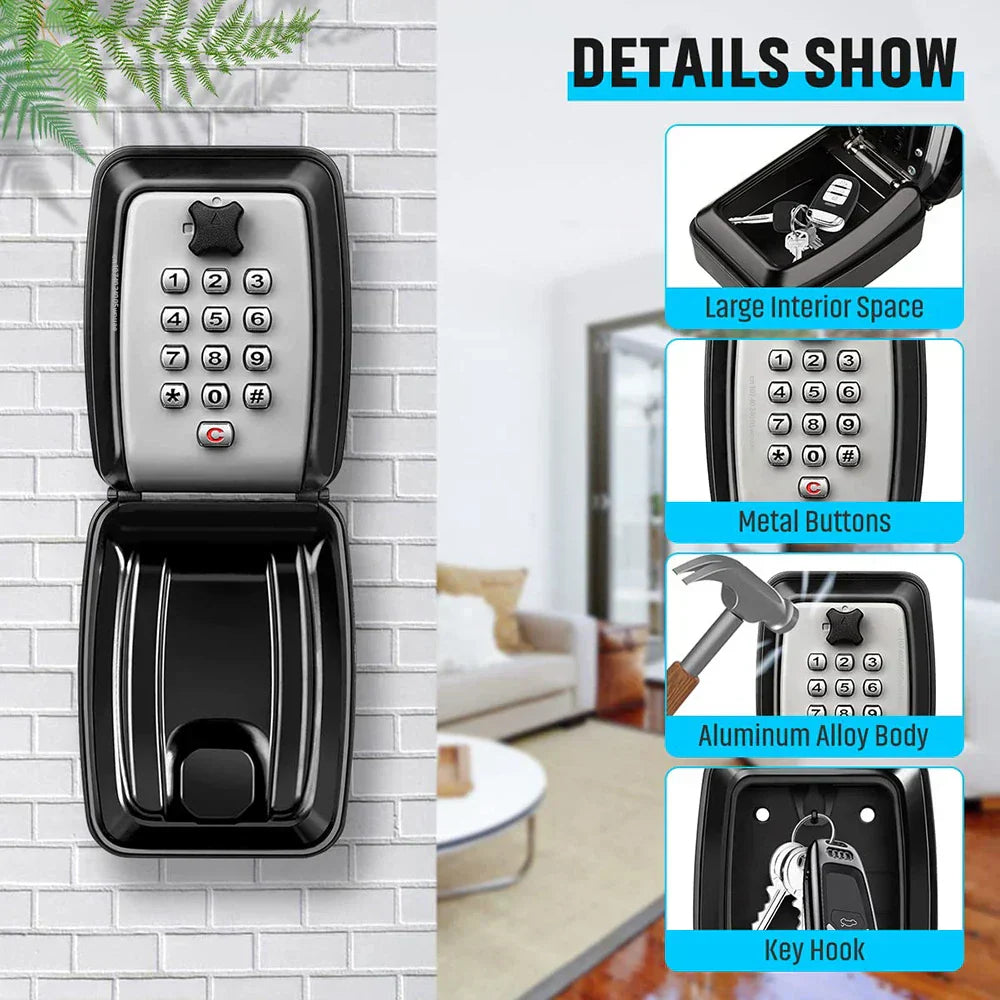Secure Outdoor Wall Lock Box With Waterproof Cover