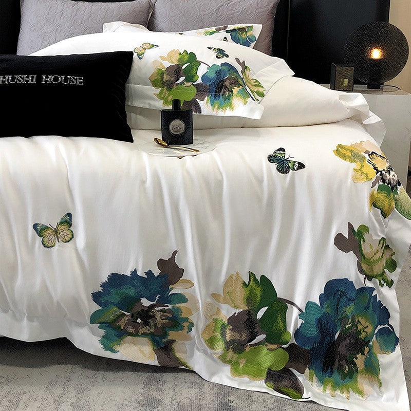 Luxurious Soft Cotton Duvet Cover Set with Embroidery