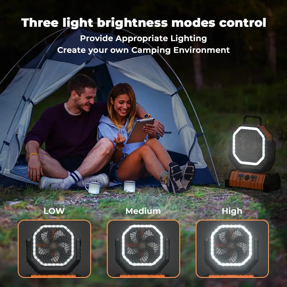 Portable Outdoor Fan With LED Light And Power Bank