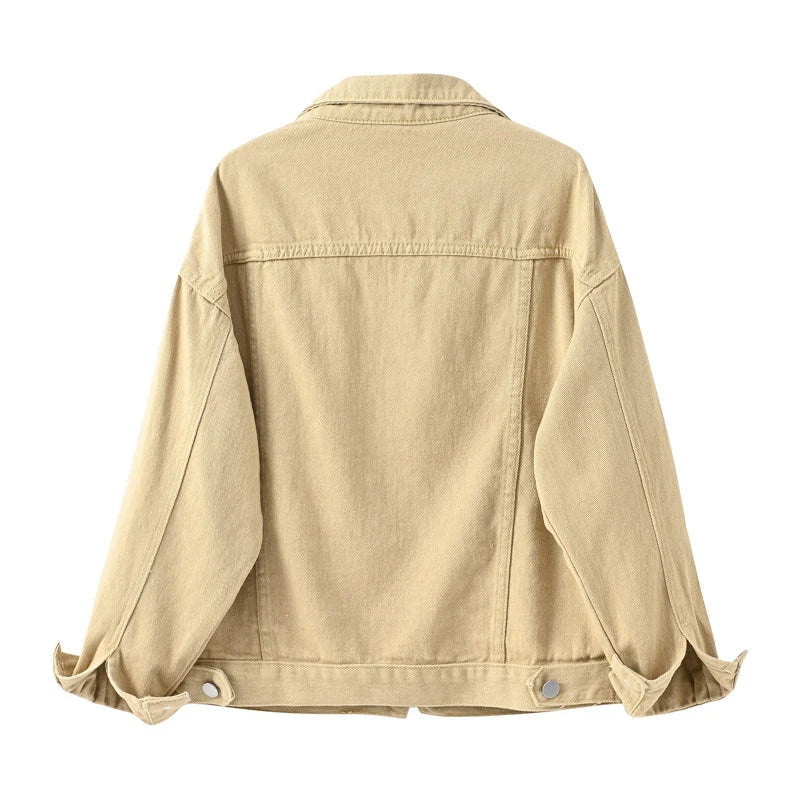 Classic Women's Denim Jacket Button Front Casual Wear