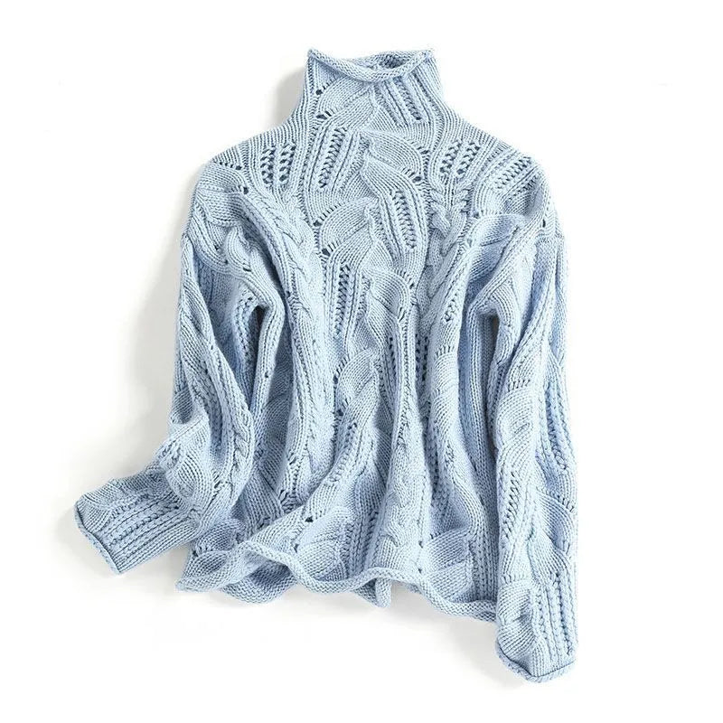 Warm High Neck Knit Sweater In Soft Fabric