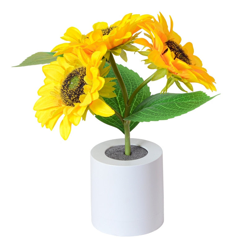 Bright Floral Table Lamp with Rechargeable Light