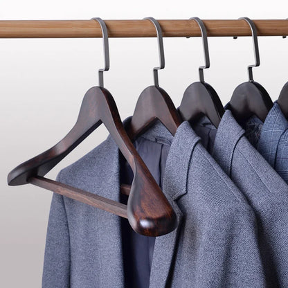 Strong Wooden Clothes Hangers With Metal Clips - Lusomart