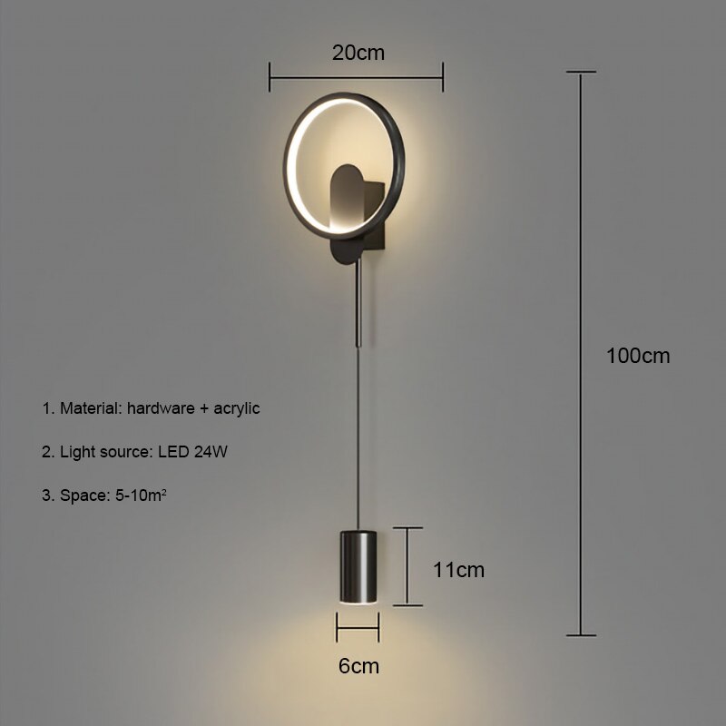 Contemporary Gold LED Wall Lamp 24W