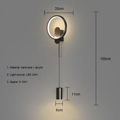 Contemporary Gold LED Wall Lamp 24W