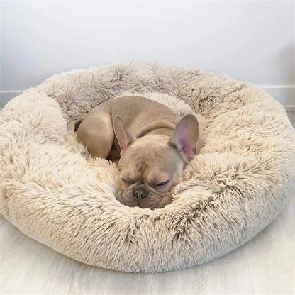 Comfy Round Furry Pet Bed for Cats and Dogs