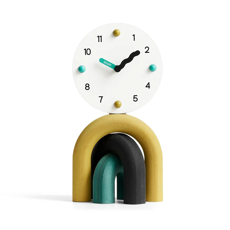 Modern Minimalist Arc Table Clock Two Tone Finish