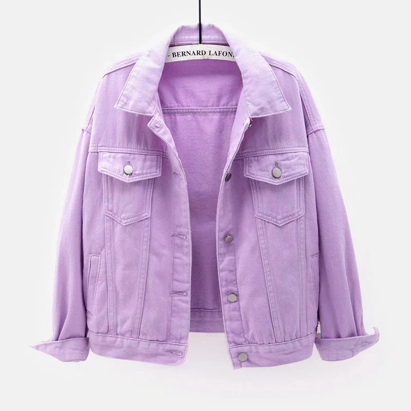Classic Women's Denim Jacket Button Front Casual Wear