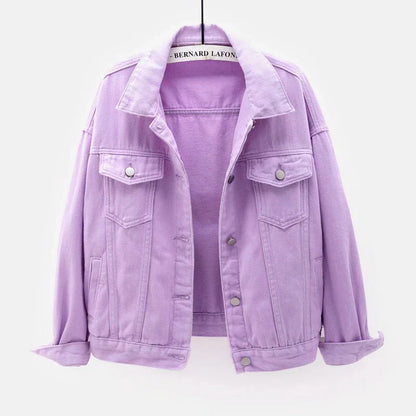 Classic Women's Denim Jacket Button Front Casual Wear