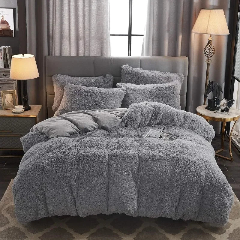Soft Luxe Duvet Cover With Fuzzy Faux Fur Trim