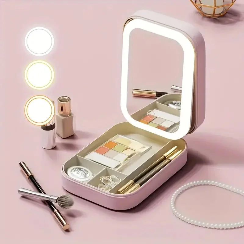 Portable Travel Makeup Case with LED Light