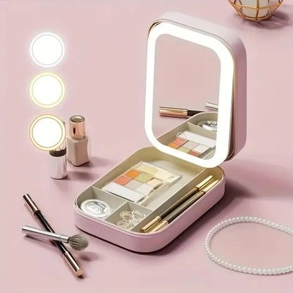 Portable Travel Makeup Case with LED Light