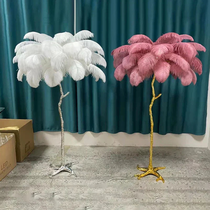 Luxury Copper Feather Standard Lamp